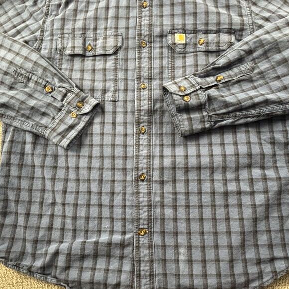 Carhartt Shirt Adult Large Check Button Up Long Sleeve Workwear Casual Men's - Picture 6 of 14